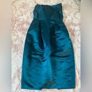 Nasty Gal Emerald Green Strapless Sheath Dress Sweetheart Neckline